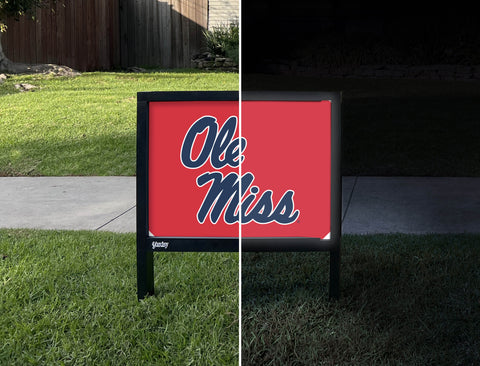 Mississippi Ole Miss Red Yardsy Sign - Day Night