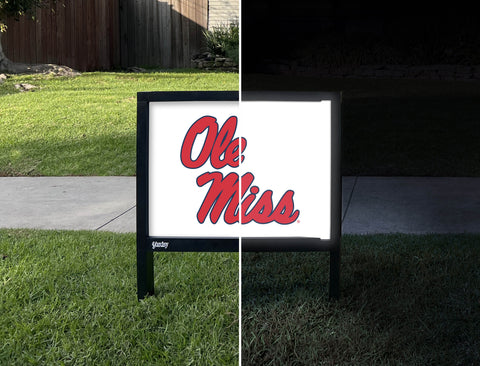 Mississippi Ole Miss White Yardsy Sign - Day Night