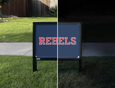 Mississippi Rebels Navy Yardsy Sign - Day Night