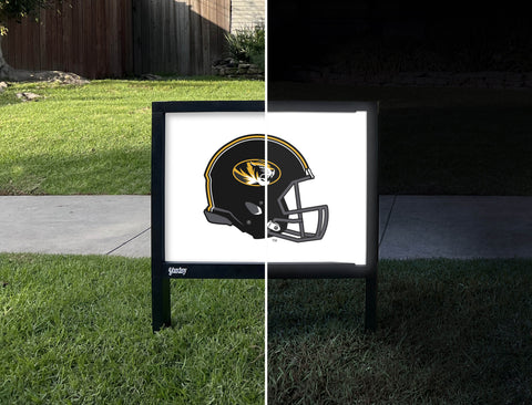 Missouri Helmet Mark White Yardsy Sign - Day Night