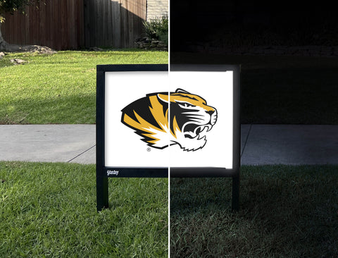 Missouri Tiger Mascot White Yardsy Sign - Day Night