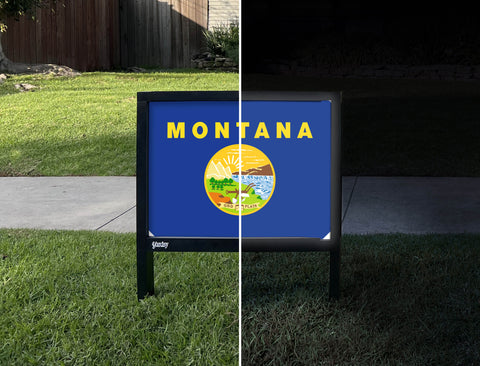 Montana State Flag Yardsy Sign - Day Night