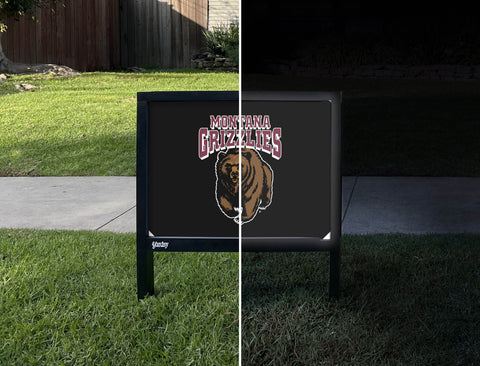 Montana Grizzlies Bear Black Yardsy Sign - Day Night