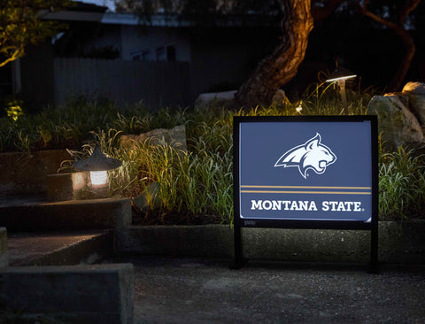 Montana State Bobcat Mascot Blue Yardsy Sign - Flat Feet