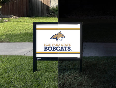 Montana State Bobcats White Yardsy Sign - Day Night