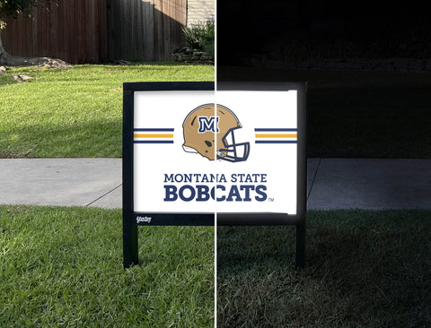 Montana State Helmet White Yardsy Sign - Day Night