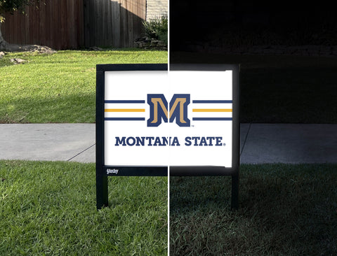 Montana State M White Yardsy Sign - Day Night