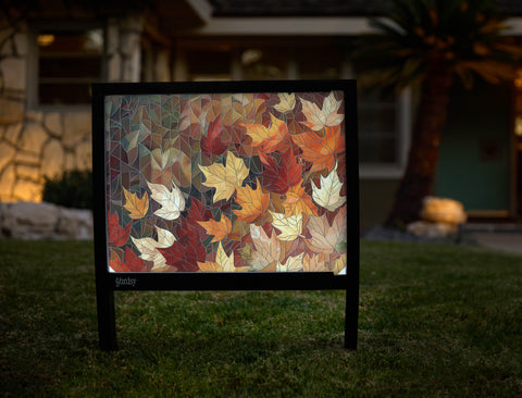 Mosaic Fall Leaf Pattern Yardsy Sign - Hero