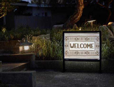 Mudcloth Welcome Yardsy Sign - Flat Feet