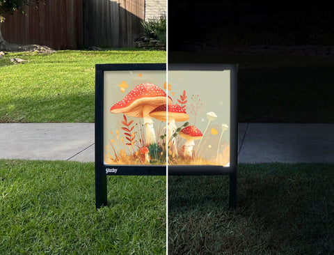 Mushroom Mountain Garden Decor Yardsy Sign - Day Night