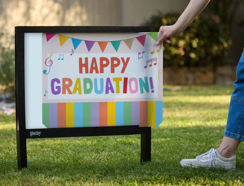 Musical Rainbow Graduation Yardsy Sign - Interchangeable
