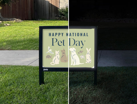 National Pet Day Yardsy Sign - Day Night