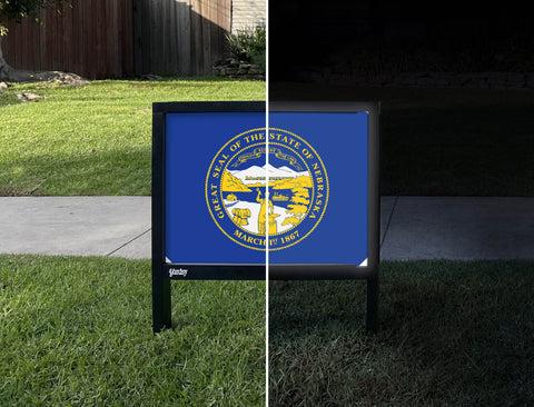 Nebraska State Flag Yardsy Sign - Day Night