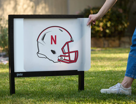Nebraska Helmet White Yardsy Sign - Interchangeable