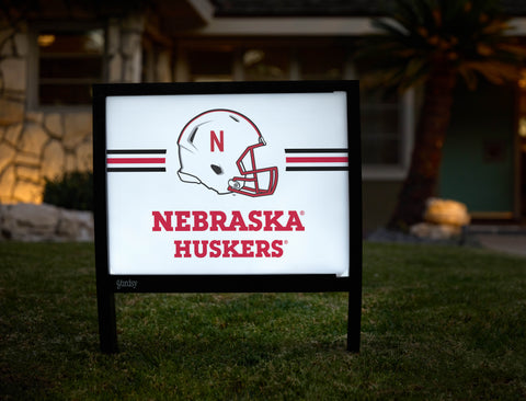 Nebraska Huskers Helmet White Yardsy Sign - Hero