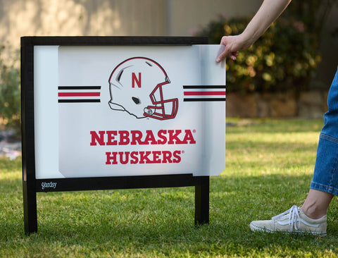 Nebraska Huskers Helmet White Yardsy Sign - Interchangeable