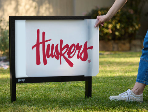 Nebraska Huskers White Yardsy Sign - Interchangeable