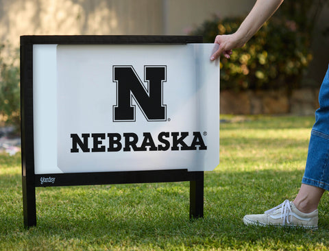 Nebraska N Black Mark White Yardsy Sign - Interchangeable