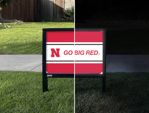 Nebraska N Go Big Red Yardsy Sign - Day Night
