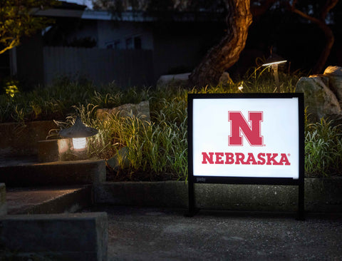 Nebraska N Mark White Yardsy Sign - Flat Feet