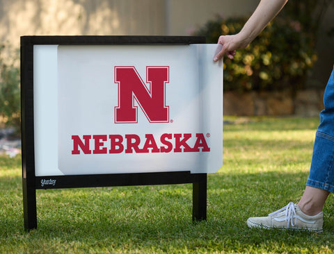 Nebraska N Mark White Yardsy Sign - Interchangeable