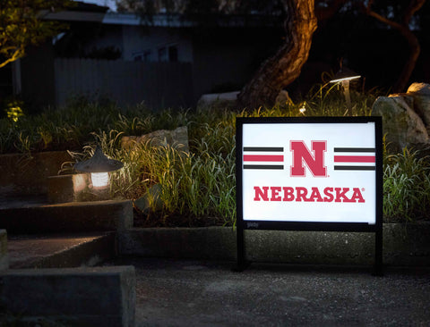 Nebraska N Stripes White Yardsy Sign - Flat Feet