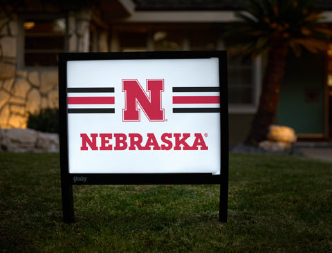 Nebraska N Stripes White Yardsy Sign - Hero