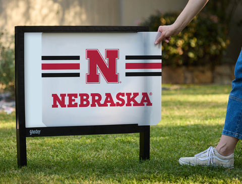Nebraska N Stripes White Yardsy Sign - Interchangeable
