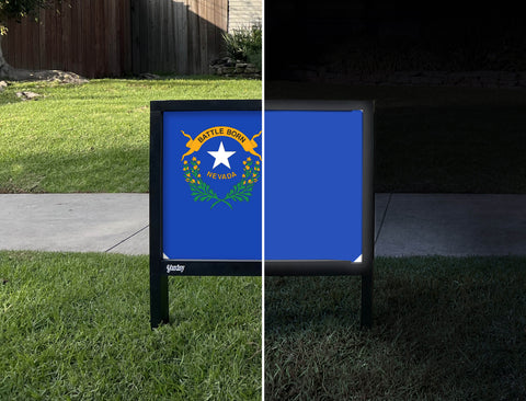Nevada State Flag Yardsy Sign - Day Night