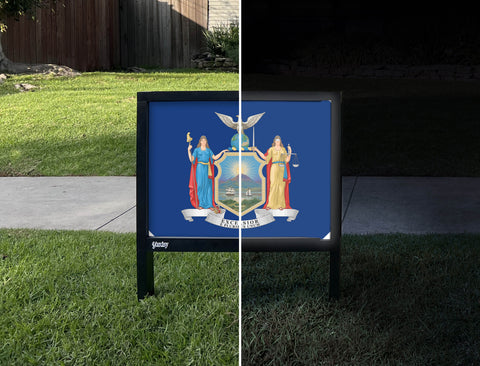 New York State Flag Yardsy Sign - Day Night