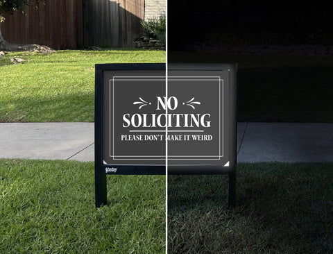 No Solicitating Yardsy Sign - Day Night