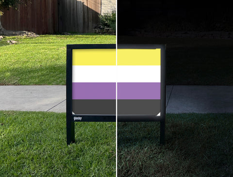 Nonbinary Pride Flag Yardsy Sign - Day Night