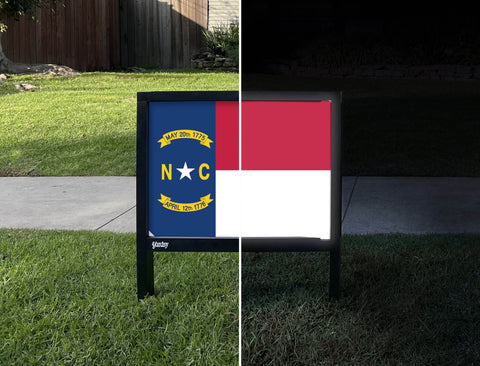 North Carolina State Flag Yardsy Sign - Day Night