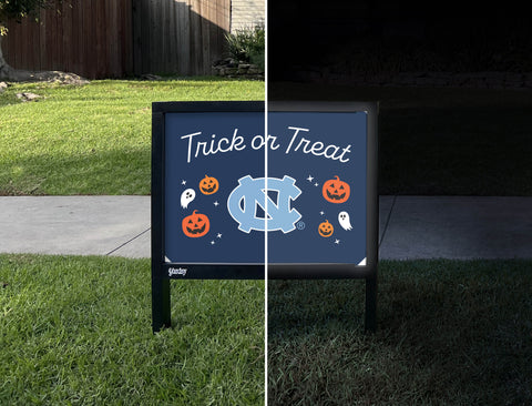 North Carolina Halloween Trick Or Treat Yardsy Sign - Day Night