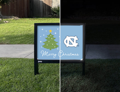 North Carolina Merry Christmas Yardsy Sign - Day Night