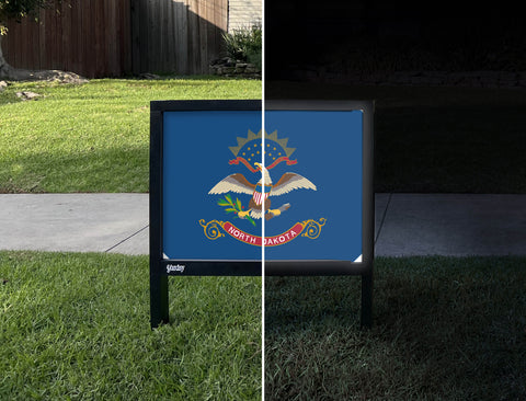 North Dakota State Flag Yardsy Sign - Day Night