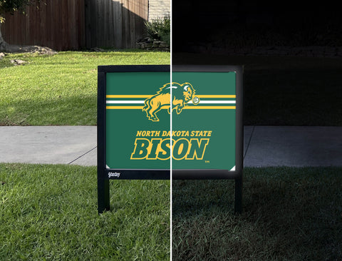 North Dakota State Bison Green Yardsy Sign - Day Night