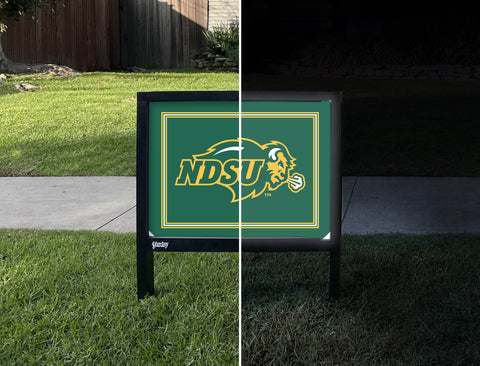 North Dakota State NDSU Green Yardsy Sign - Day Night