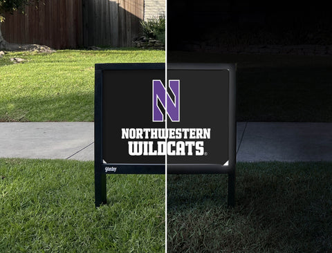 Northwestern N Wildcats Black Yardsy Sign - Day Night