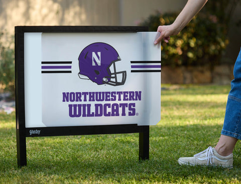 Northwestern Wildcats Helmet White Yardsy Sign - Interchangeable