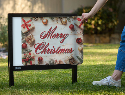 Off White Merry Christmas Yardsy Sign - Interchangeable