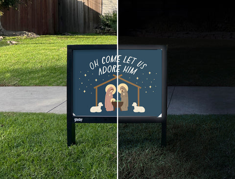 Oh Come Let Us Adore Him Yardsy Sign - Day Night