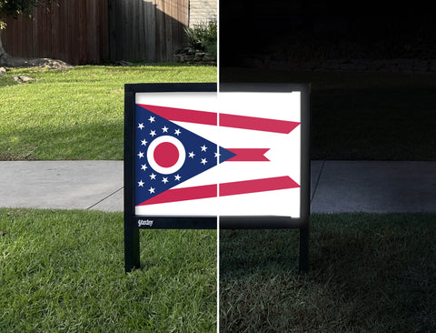 Ohio State Flag Yardsy Sign - Day Night