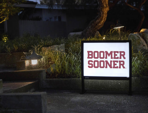 Oklahoma Boomer Sooner Wordmark White Yardsy Sign - Flat Feet