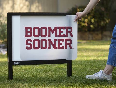 Oklahoma Boomer Sooner Wordmark White Yardsy Sign - Interchangeable