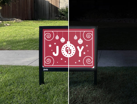 Oklahoma Christmas Joy Yardsy Sign - Day Night