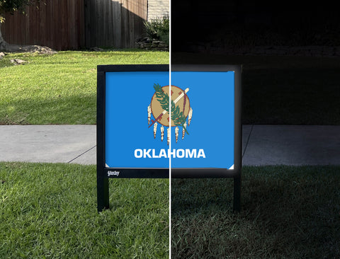 Oklahoma State Flag Yardsy Sign - Day Night