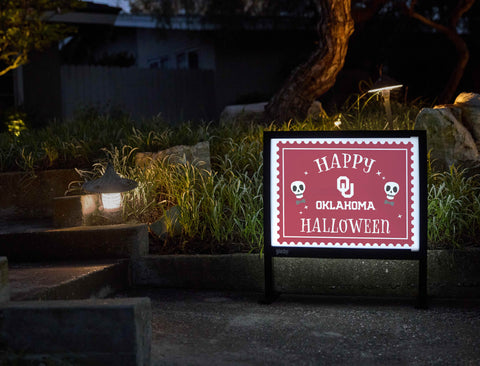 Oklahoma Happy Halloween Skulls Yardsy Sign - Flat Feet