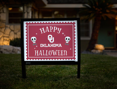 Oklahoma Happy Halloween Skulls Yardsy Sign - Hero
