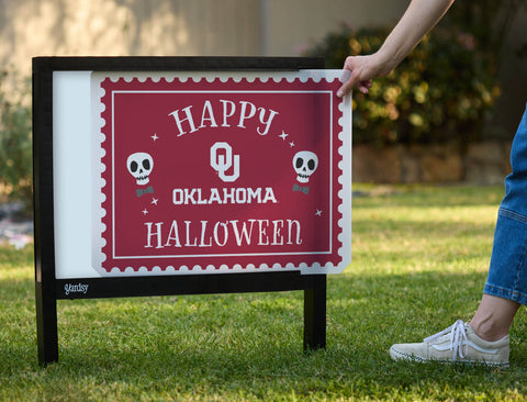Oklahoma Happy Halloween Skulls Yardsy Sign - Interchangeable